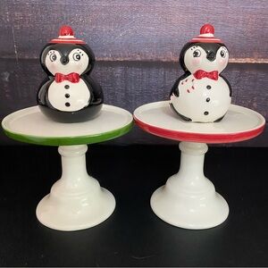 Penguin Holiday Decor Set - Black, White, Red, Green